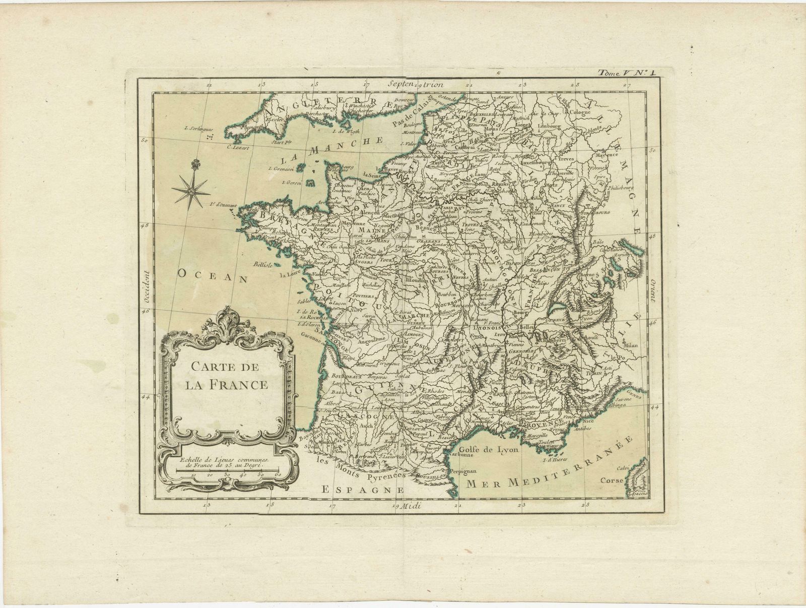 Antique Map Of France With Decorative Title Cartouche photo furniture