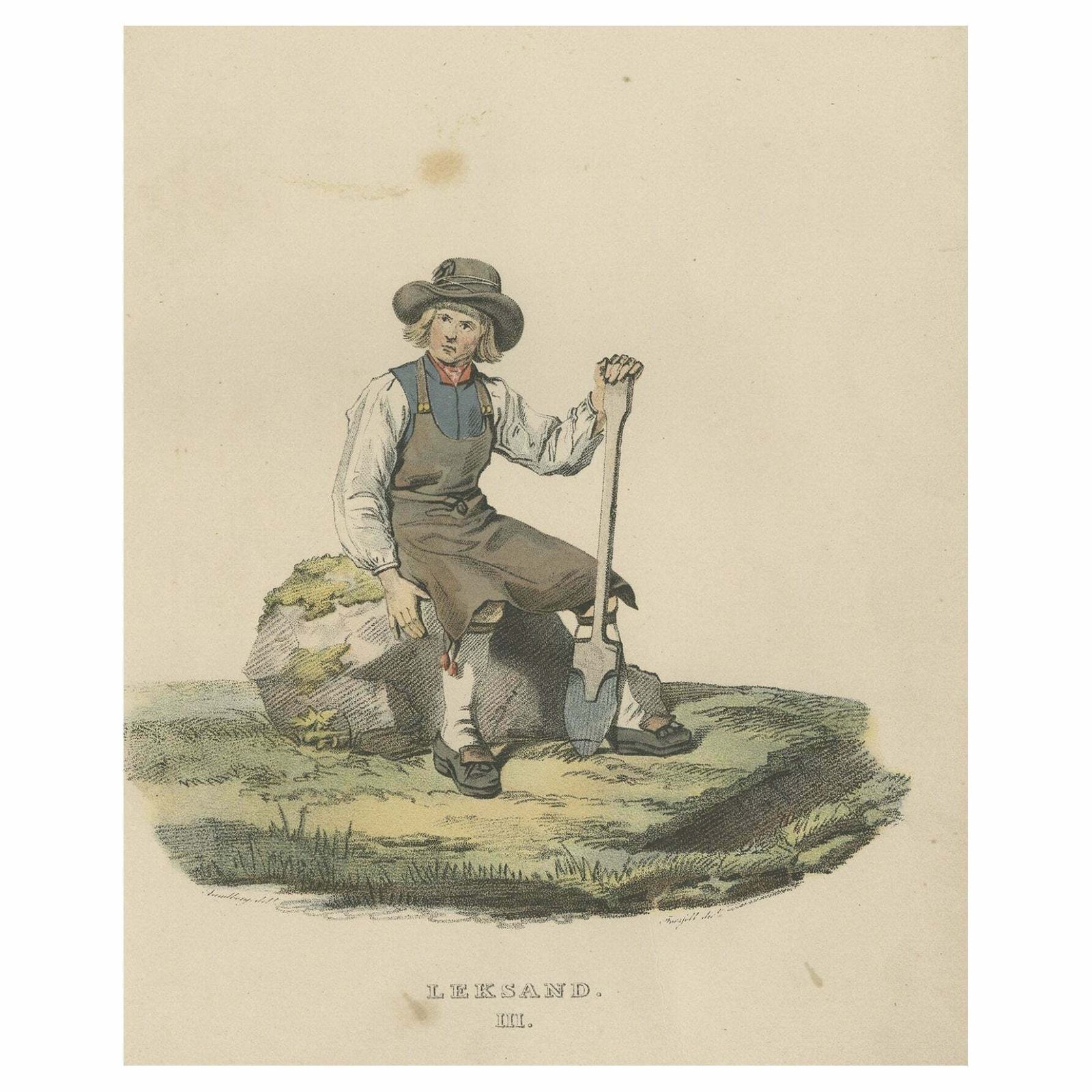Antique Costume Print Of Leksand In Sweden, Circa 1864