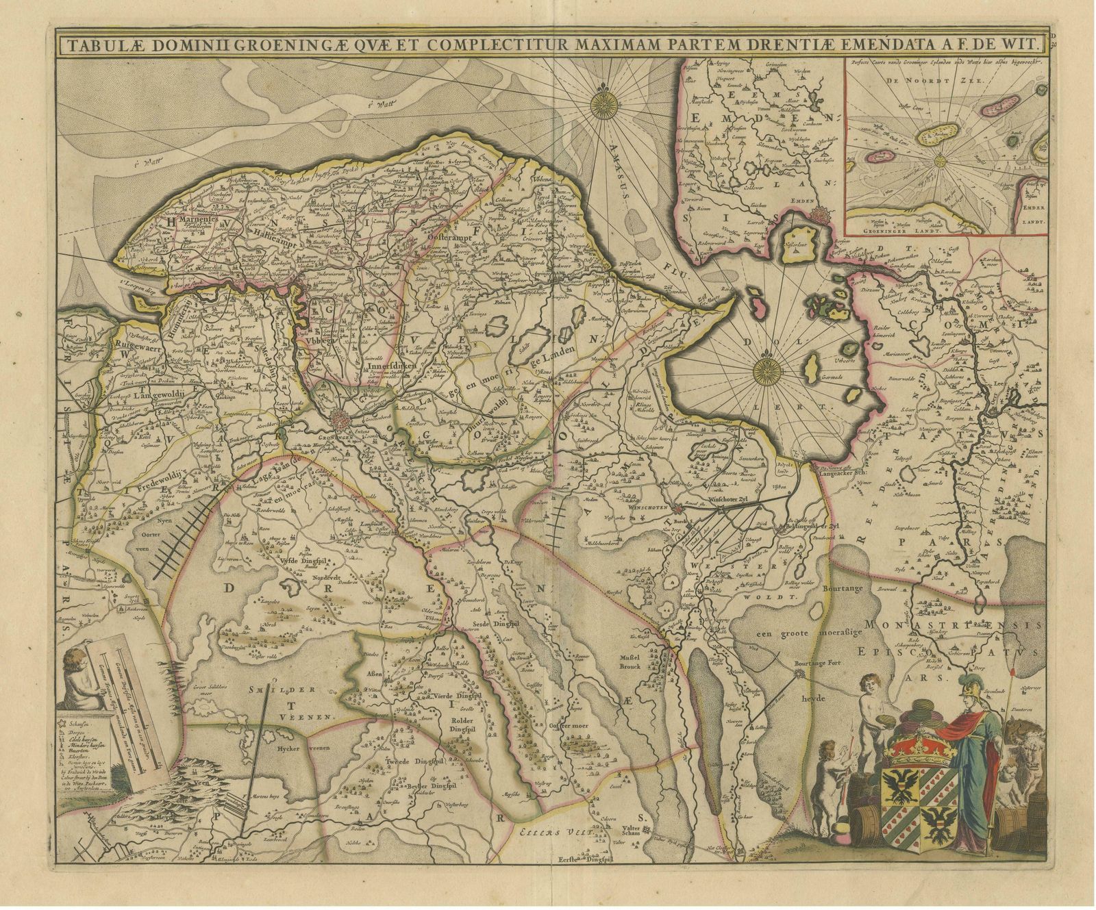 Antique Map Of Groningen With Contemporary Hand Coloring photo for sale
