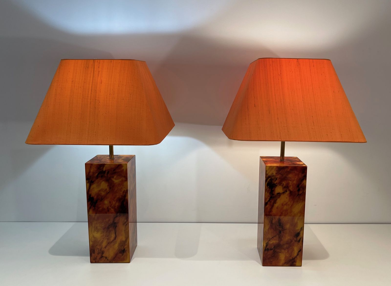 Pair Of Plexiglass Lamps. French Work. Around 1970