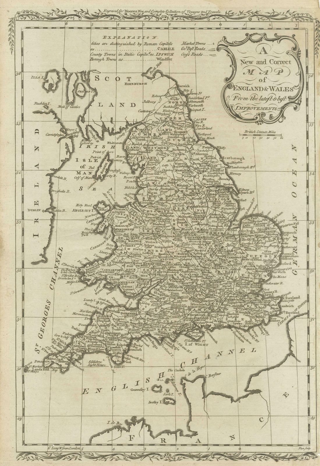 Original Antique Map Of England And Wales photo for sale