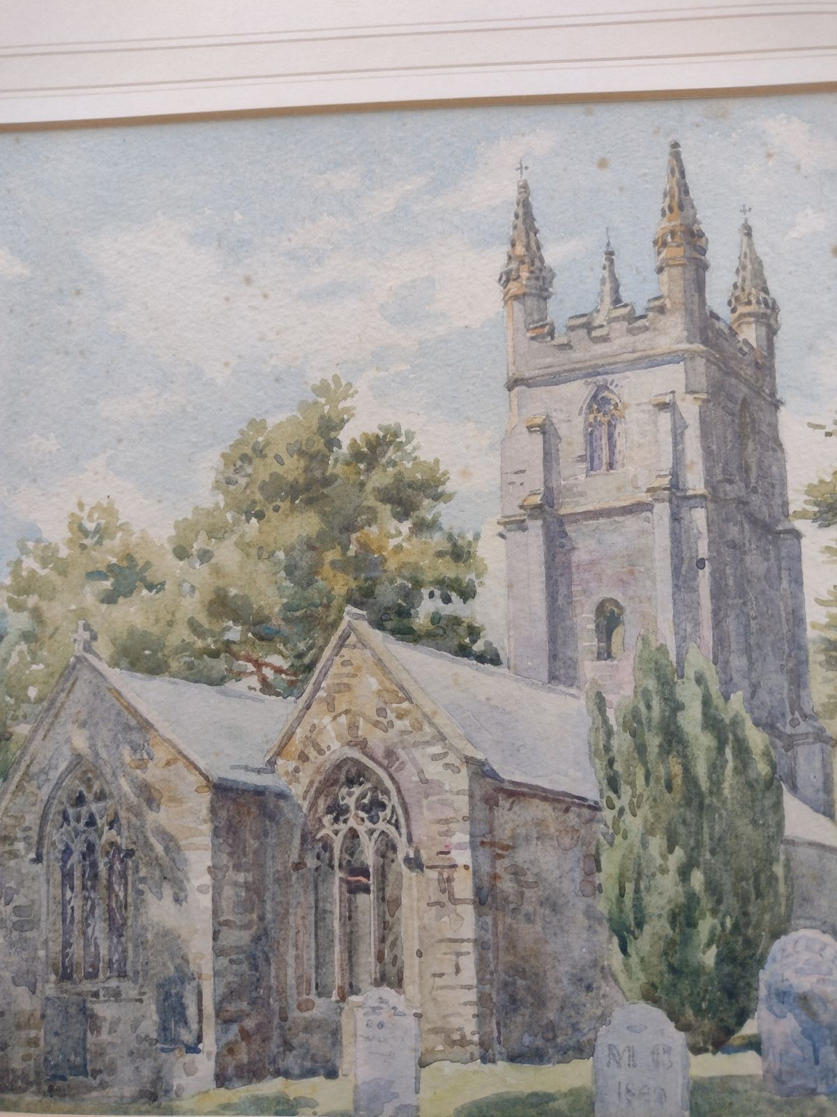 Bernard Cecil Gotch (1876 1964) “Unknown Church (Gravestones In Foreground)” photo furniture