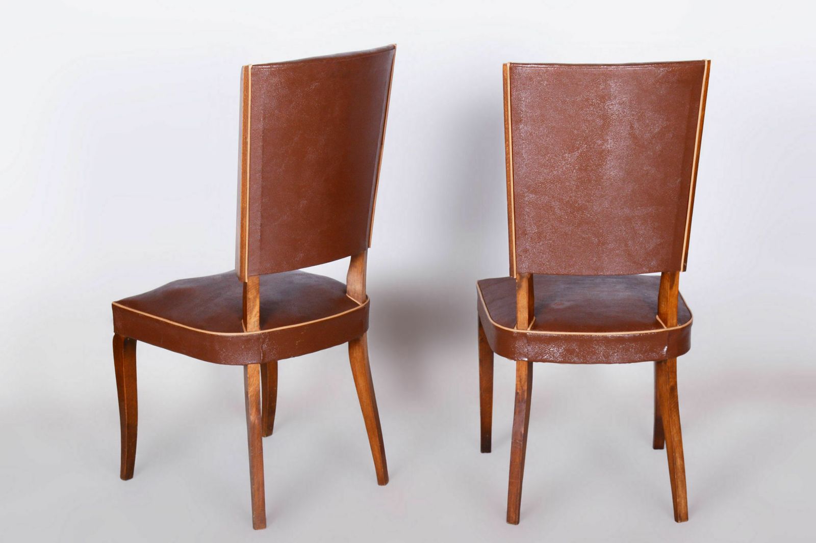 Pair Of Original Art Deco Chairs, By Jules Leleu, Beech, France, 1920s photo for sale