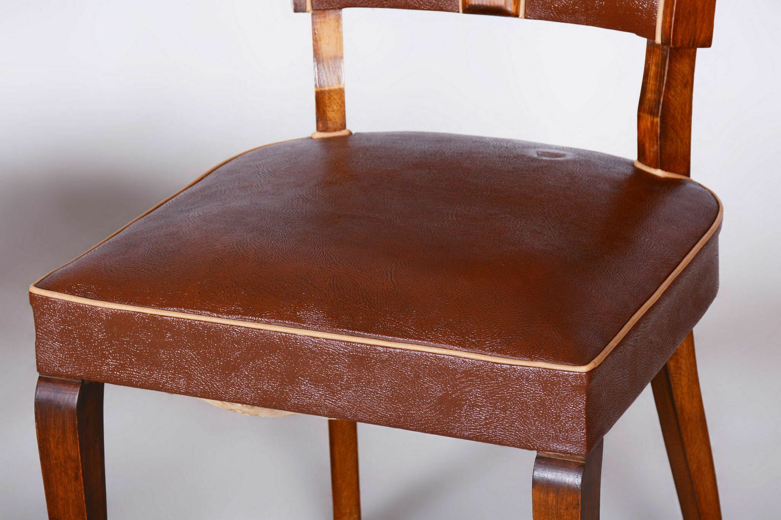 Pair Of Original Art Deco Chairs, By Jules Leleu, Beech, France, 1920s photo vintage