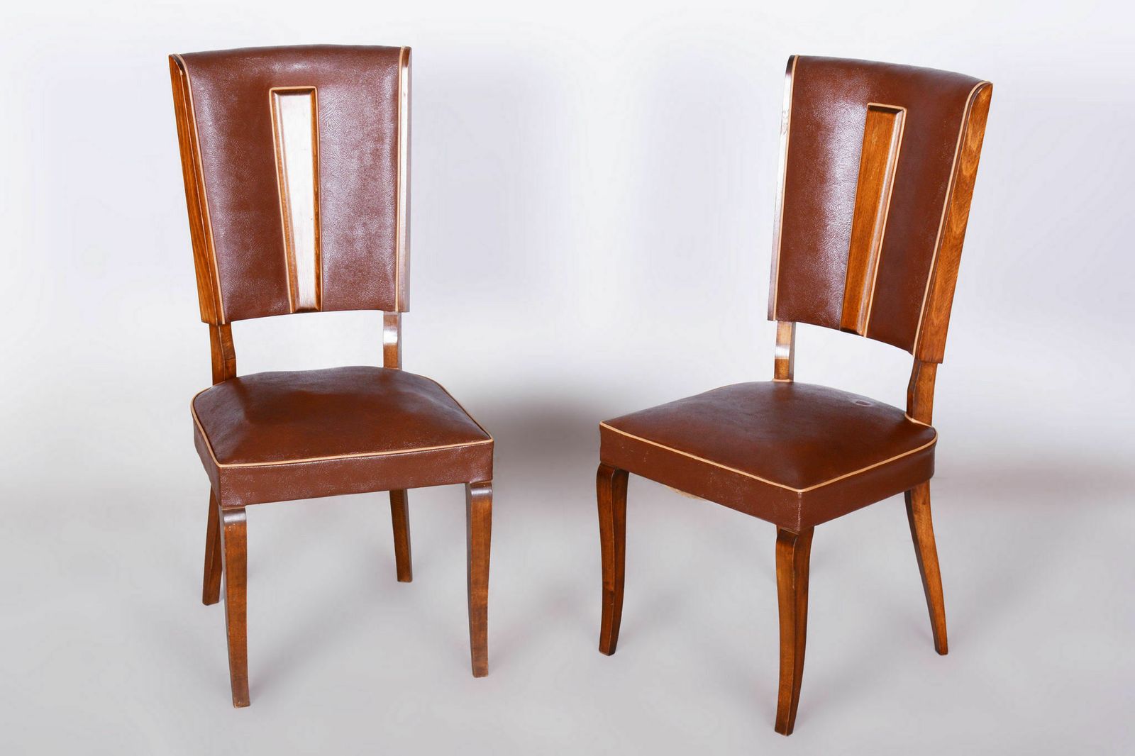 photo furniture Pair Of Original Art Deco Chairs, By Jules Leleu, Beech, France, 1920s