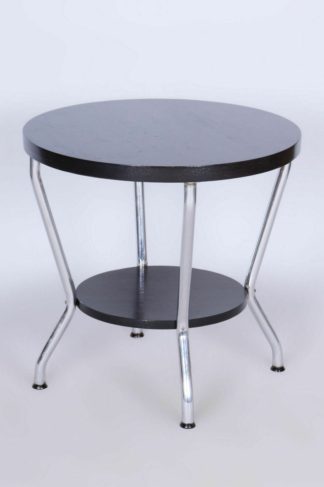 Restored Small Bauhaus Table, By Hynek Gottwald, Oak, Chrome, Czech, 1930s photo furniture