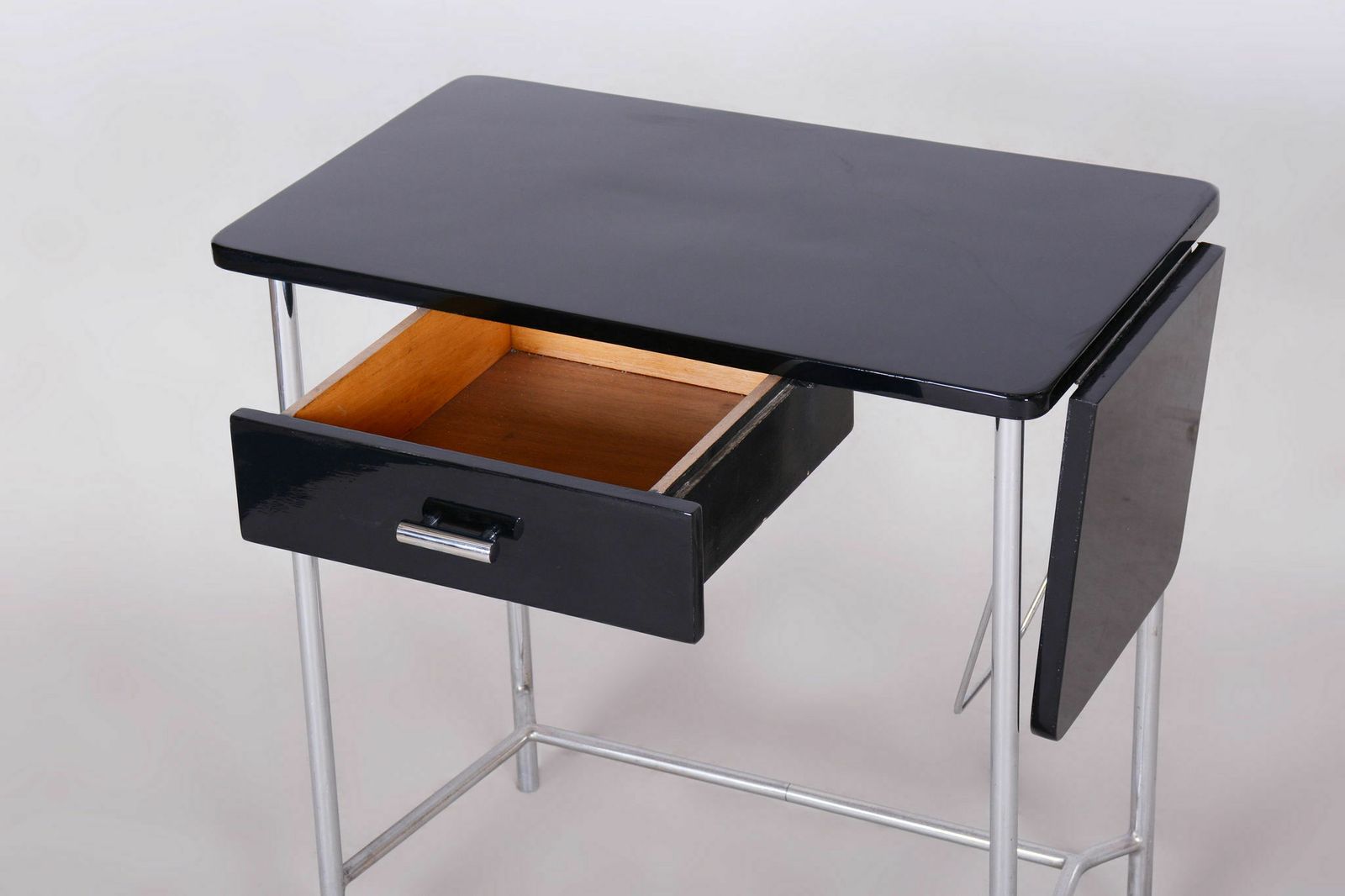 Restored Bauhaus Small Dissociative Table, By Mücke Melder, Chrome, Czech, 1930s photo furniture