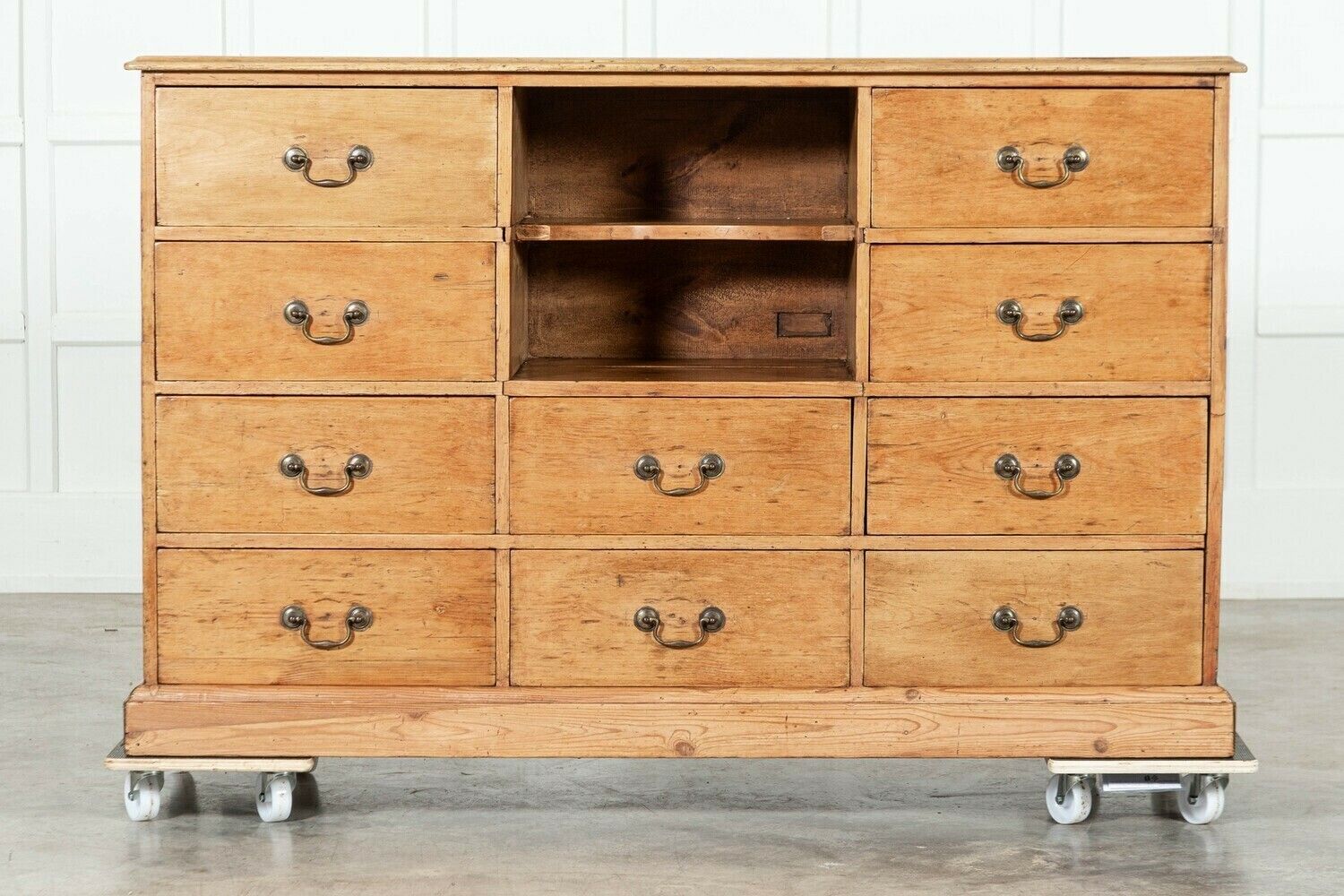 19thc English Pine Bank Haberdashery Drawers / Counter photo vinterior