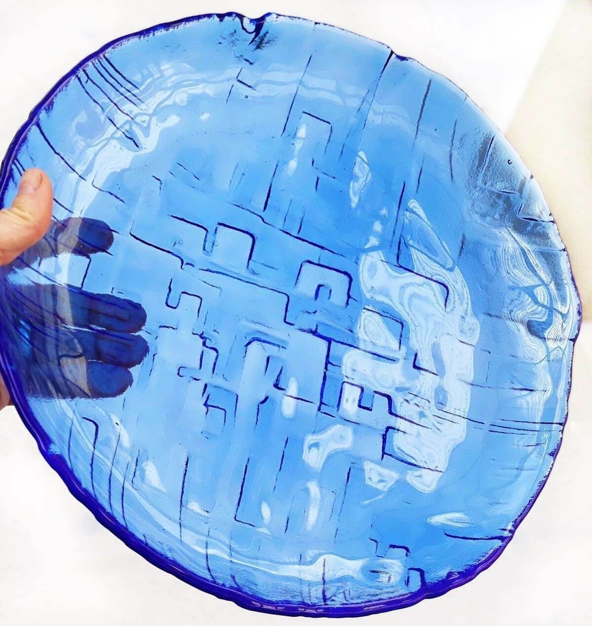 Pair Of Glass Platters By Vaclav Zajic For Libochovice Sklo Designed In 1976 photo for sale