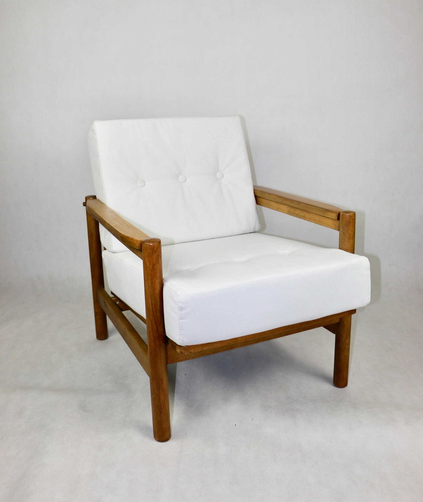photo furniture Wooden Armchair Designed By Z. Baczyk, Brown Vintage White Velvet Jade Easy To Clean