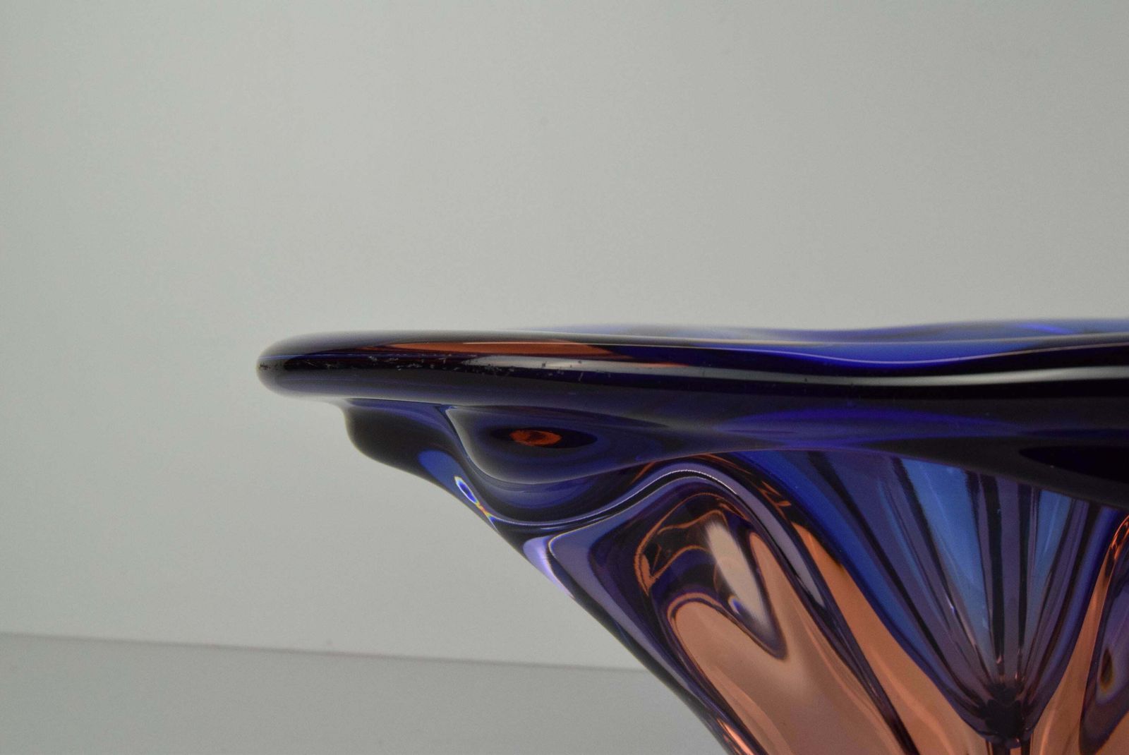Mid Century Big Art Glass Bowl, Design Josef Hospodka For Chribska, 1960's. photo buy