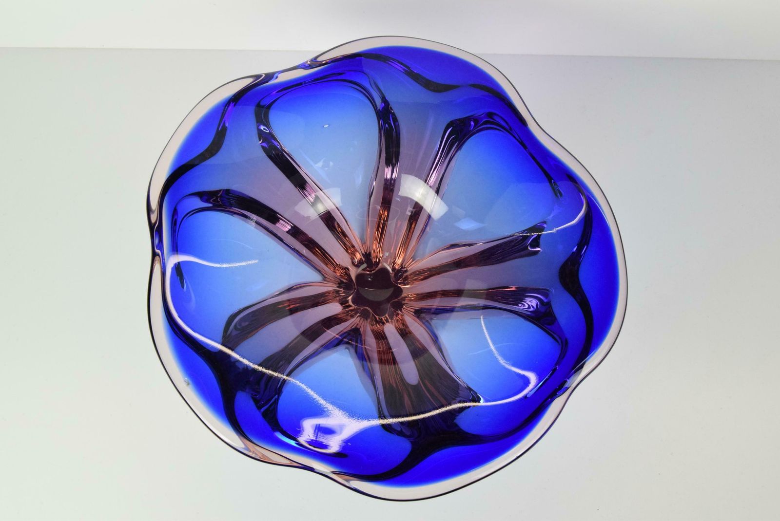 364.0 Mid Century Big Art Glass Bowl, Design Josef Hospodka For Chribska, 1960's. photo