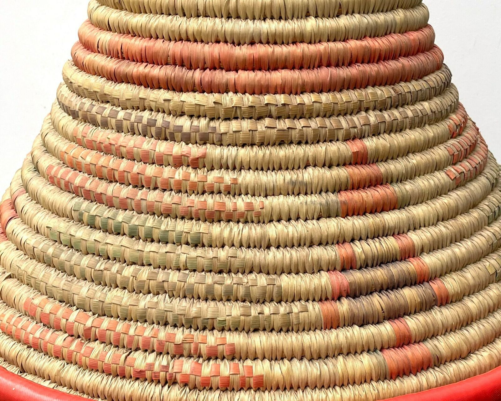 Huge Wicker And Plastic Moroccan Bread Basket, Storage, 1970s / Tbek, Boho Chic, Bohemian, Folk, Morocco photo for sale