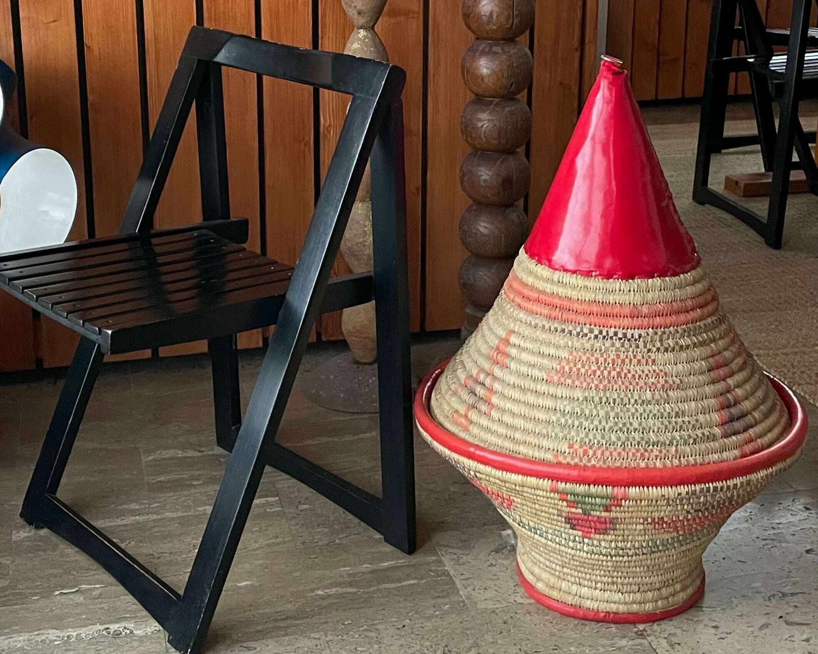 Huge Wicker And Plastic Moroccan Bread Basket, Storage, 1970s / Tbek, Boho Chic, Bohemian, Folk, Morocco photo buy