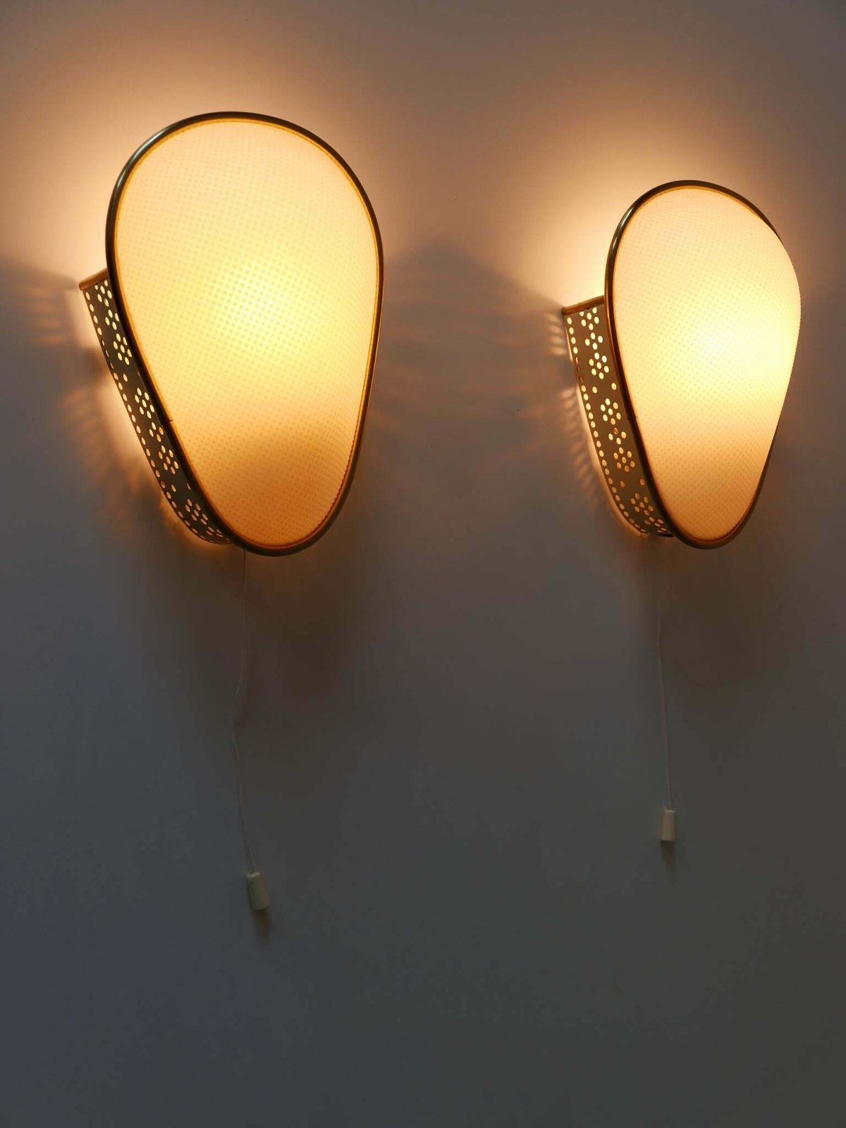 Set Of Two Rare & Elegant Mid Century Modern Sconces Or Wall Lamps Germany 1950s photo vintage