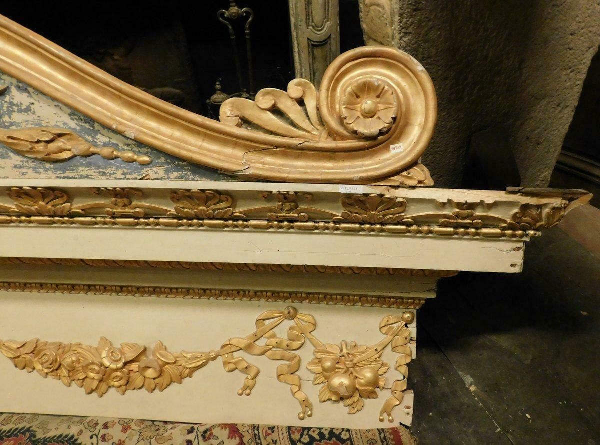 Antique Huge Painted, Gilded And Richly Carved Wooden Portal, Naples (Italy) photo Home Decor