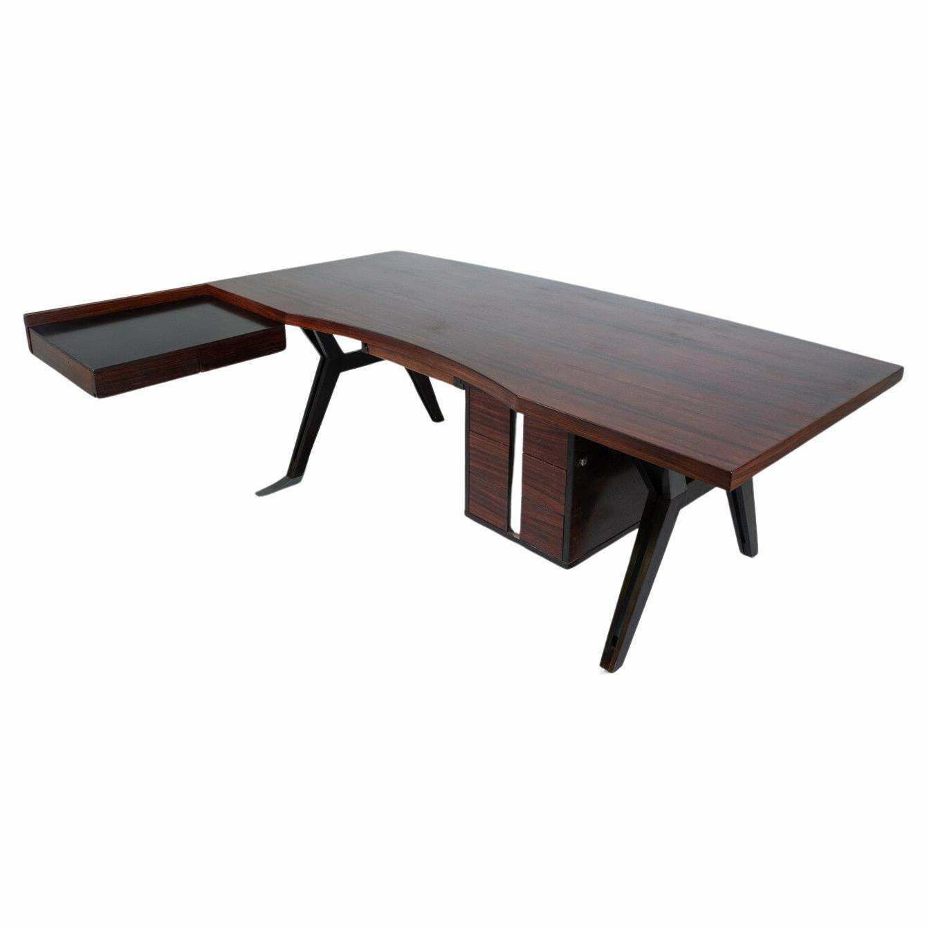 Mid Century Modern Desk By Ico Parisi For Mim Roma, Italy, 1950s