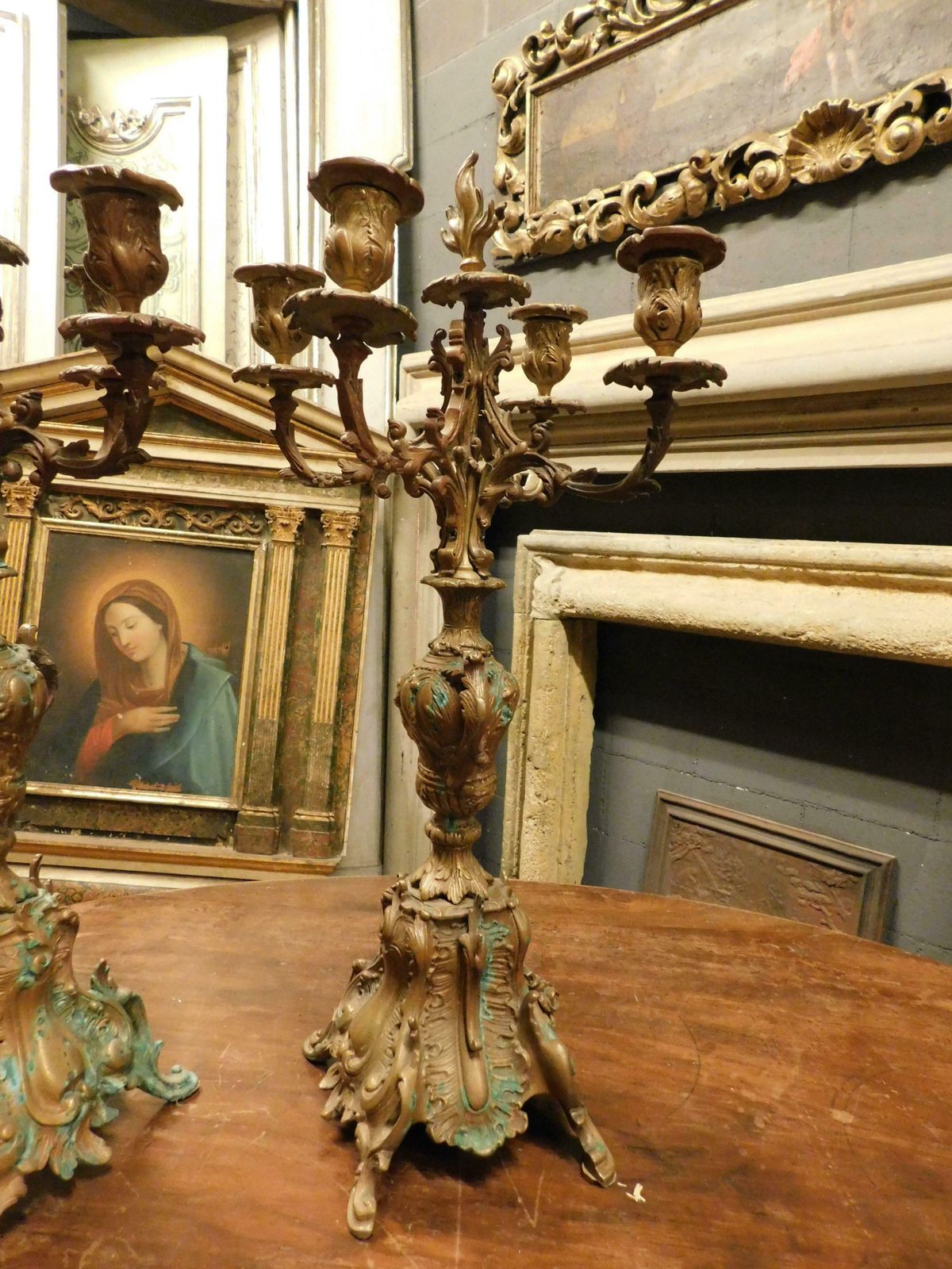 Pair Of Gilded And Sculpted Bronze Candelabra, Italy photo 878.0