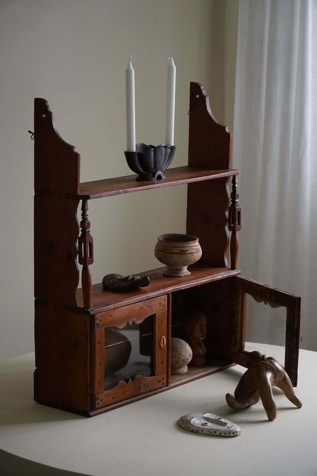 photo for sale Primitive Wall Shelf In Pine, By A Swedish Carpenter, Late 19th Century