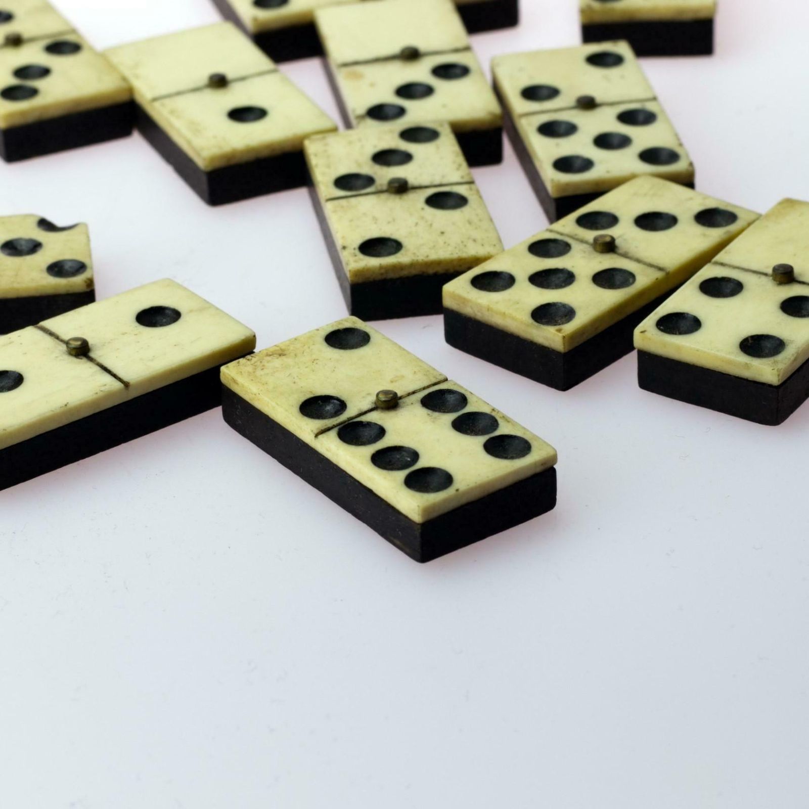 Antique French Bone And Ebony Dominoes Set, 1800s photo buy