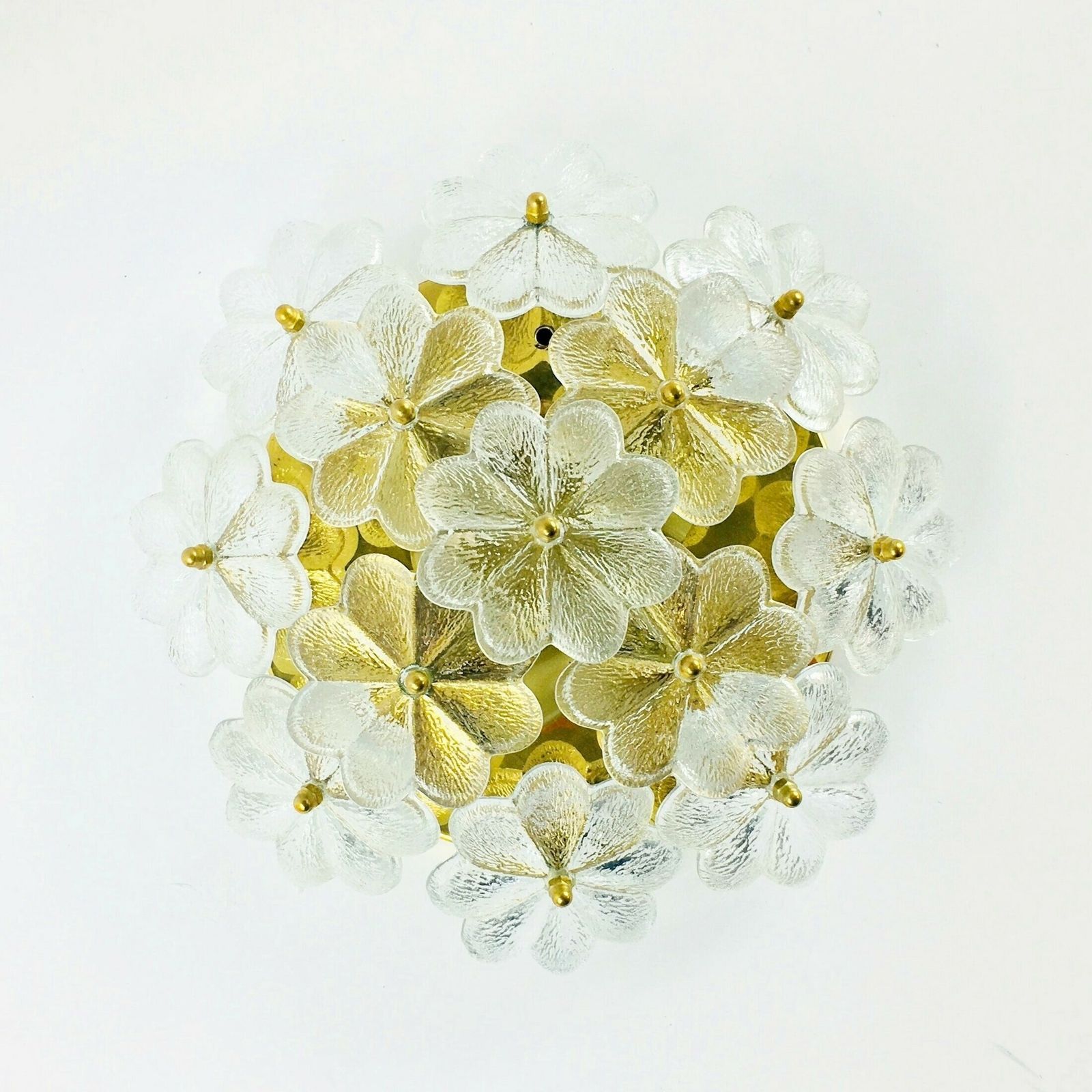 Mid Century Floral Murano Glass Flush Mount By Ernst Palme For Palwa, Germany, 1960s photo 730.0