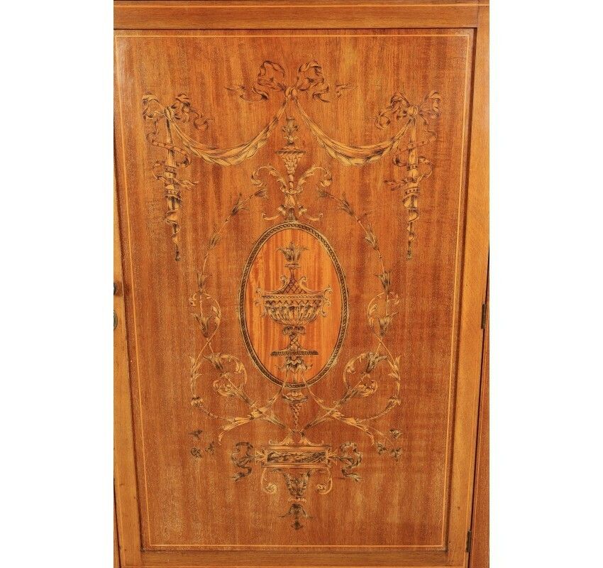 Edwardian Marquetry Inlaid Mahogany Glazed Side Cabinet photo 1682.46