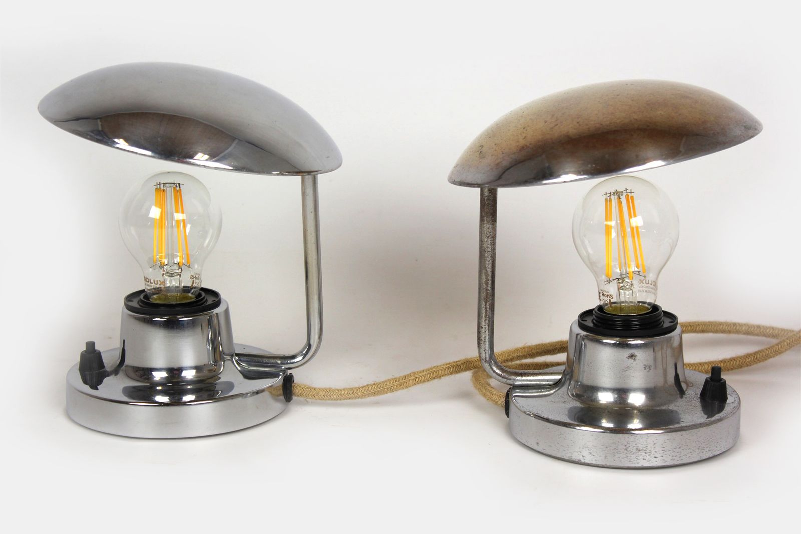 Bauhaus Style Chrome Table Lamps From Napako, 1940s, Set Of 2 photo for sale