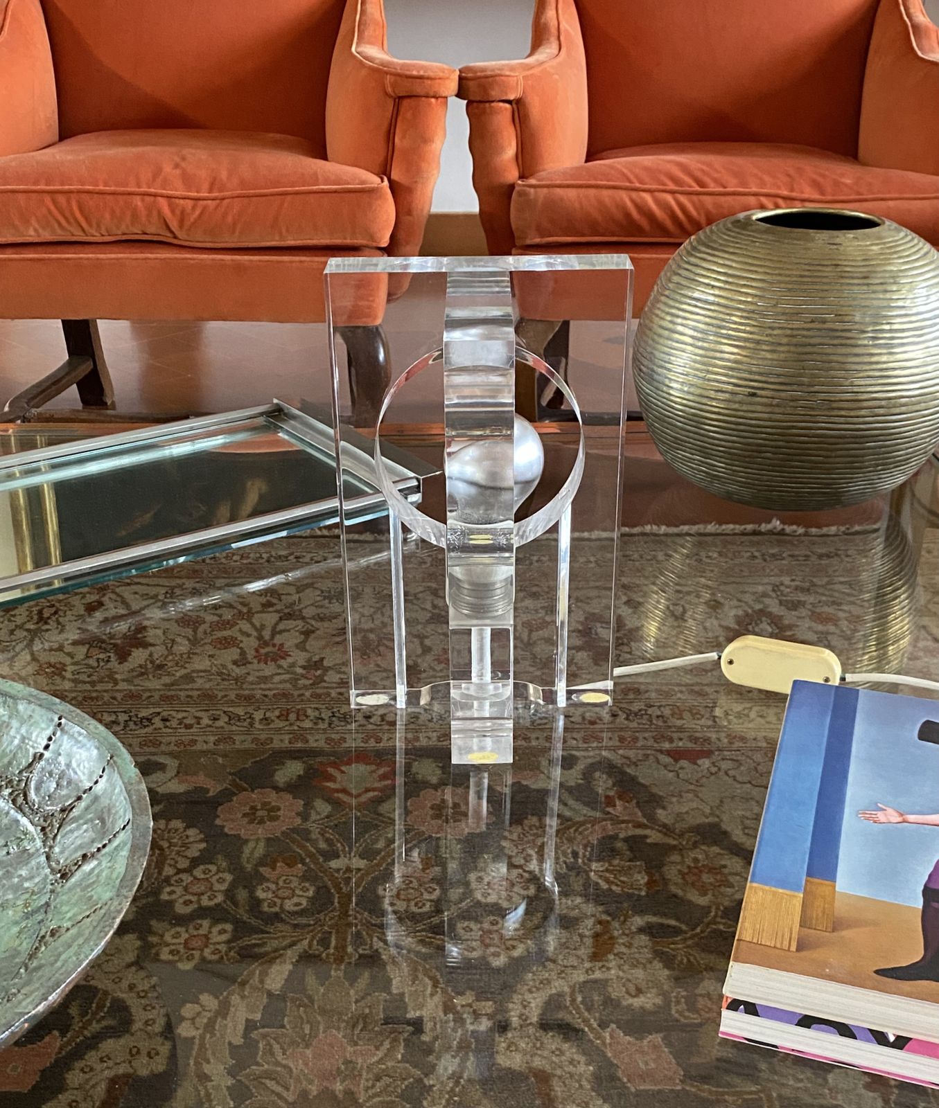 Sandro Petti, Sculptural Lucite Table Lamp, Maison Jansen France 1970s photo 2000.0