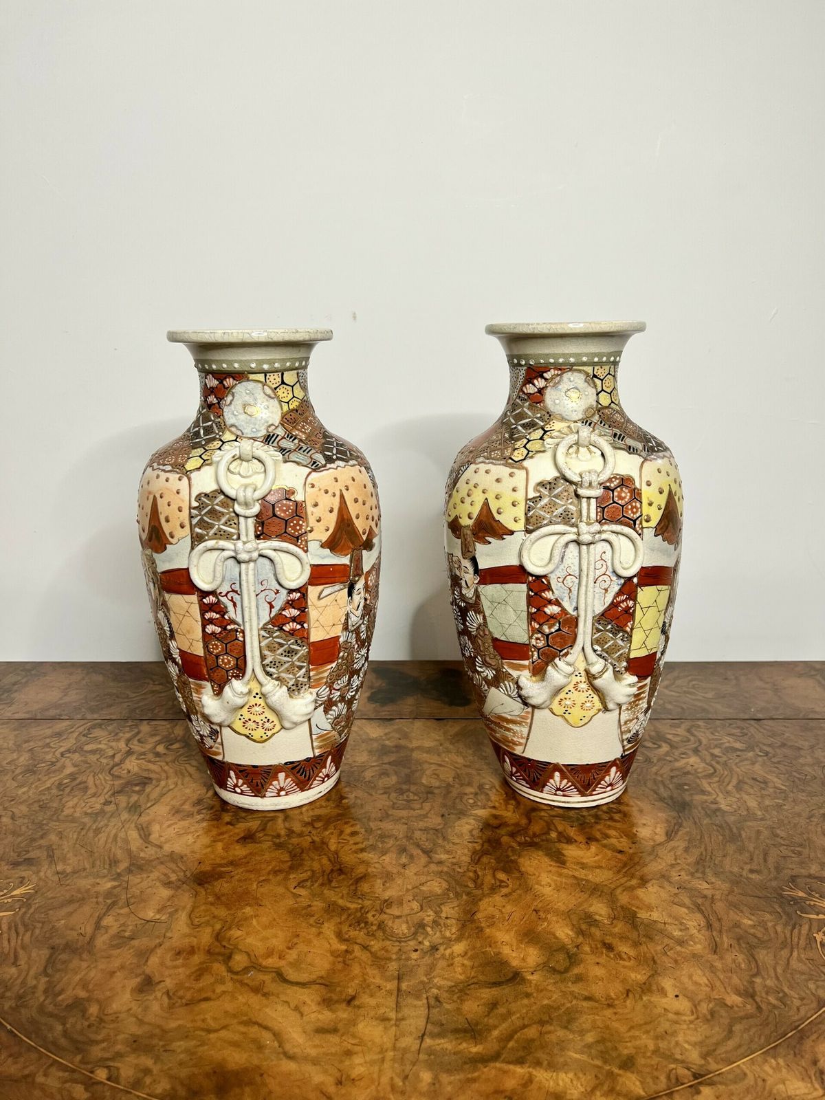 Quality Pair Of Large Antique Satsuma Vases photo for sale