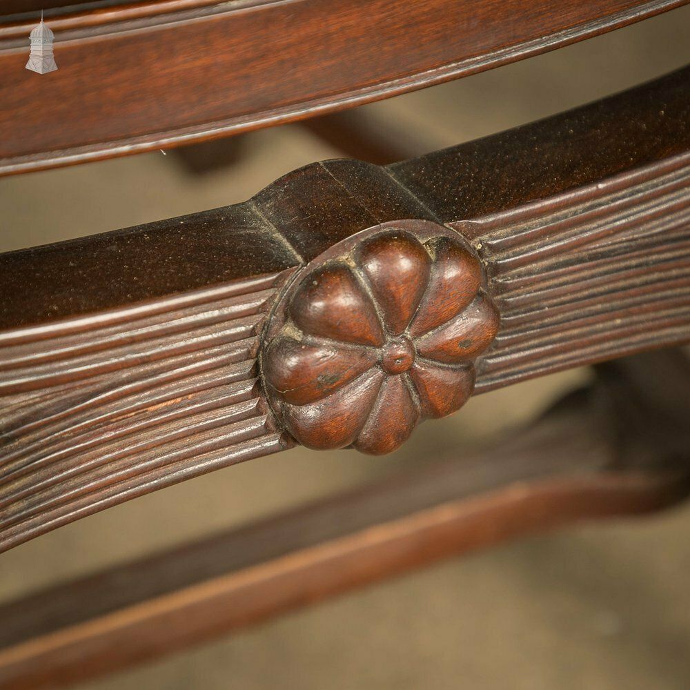 X Frame Armchair, Reeded Hardwood And Floral Textiles. Hardwood Chair photo for sale