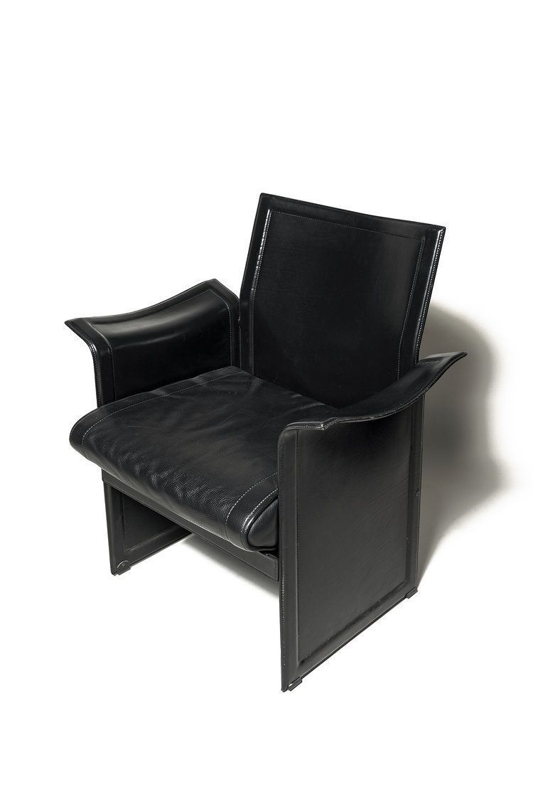 4 Leather Armchairs "Korium" By Tito Agnoli For Matteo Grassi, Italy