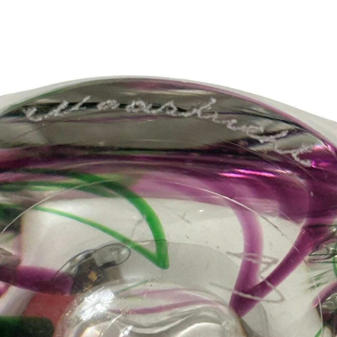 Max Verboeket   Kristalunie Maastricht   Vase With Purple And Green   Unused, Vintage   Dutch Glass   Signed Edition photo vintage