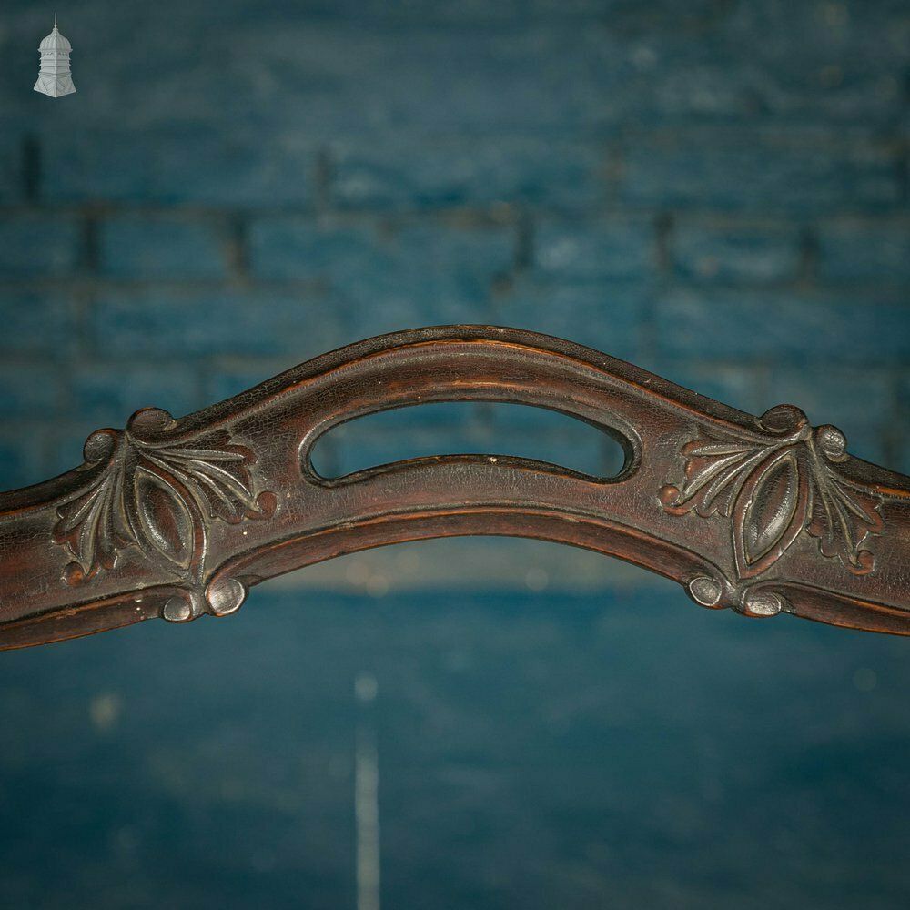 photo furniture Chippendale Style Chair, Carved Hardwood With Leather Seat Cushion