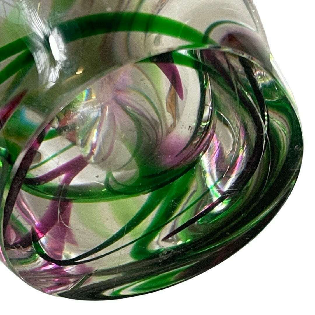 Max Verboeket   Kristalunie Maastricht   Vase (Large) With Purple And Green   Unused, Vintage   Dutch Glass photo vinterior