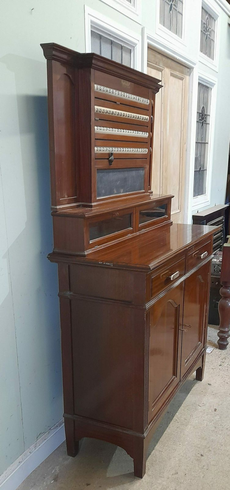 Antique Snooker Scoreboard Cabinet. Burroughes & Watts photo vinterior