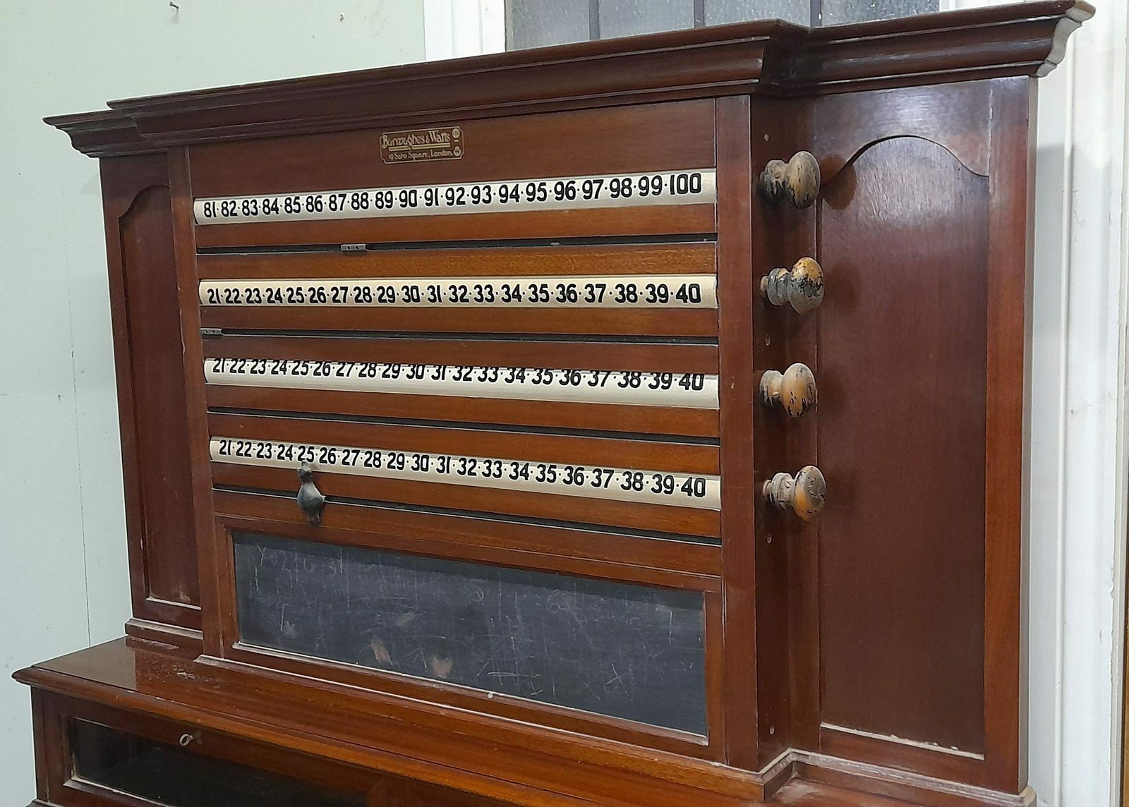 Antique Snooker Scoreboard Cabinet. Burroughes & Watts photo vintage