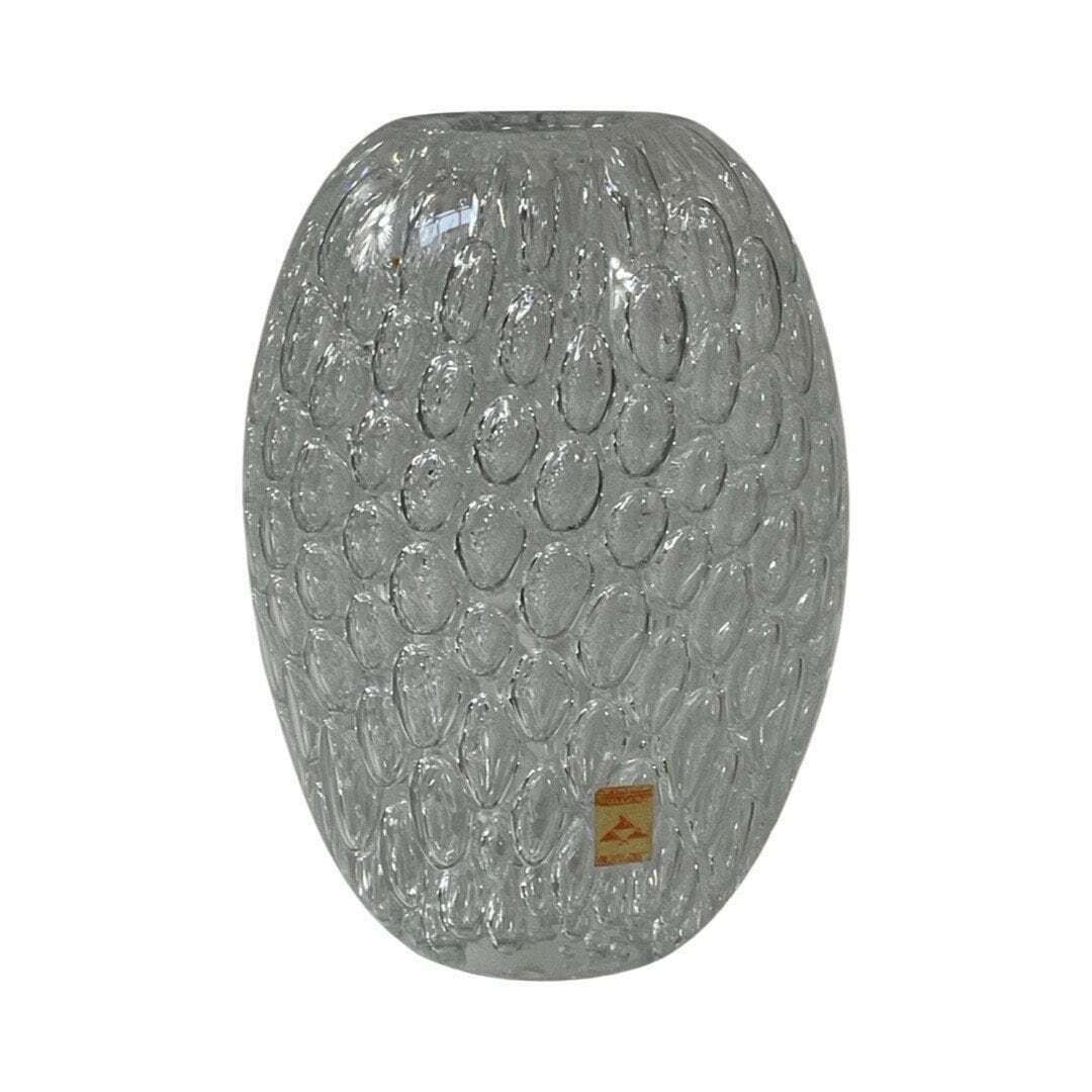 Floris Meydam   Glasunie Leerdam   Vase With Encapsulated Bubbles   Model 'Serica'   As New With Original Sticker Still Present! photo vintage