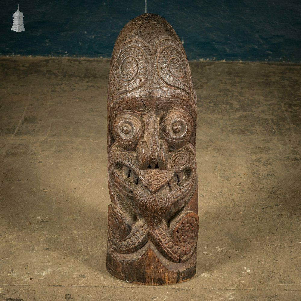 Maori Tribal Sculpture, Early 1800s Carved Hardwood Figure Or Totem