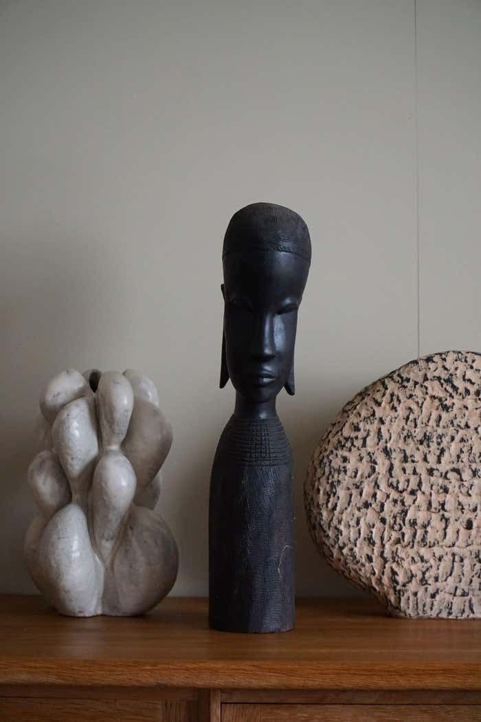 Decorative African Wooden Sculpture, Mid Century, Handcrafted In The 1940 50s photo for sale