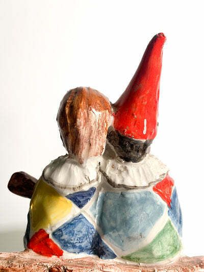 Ceramic Sculpture Of A Couple Of Musicians By Walter Pozzi, 1980s photo vintage