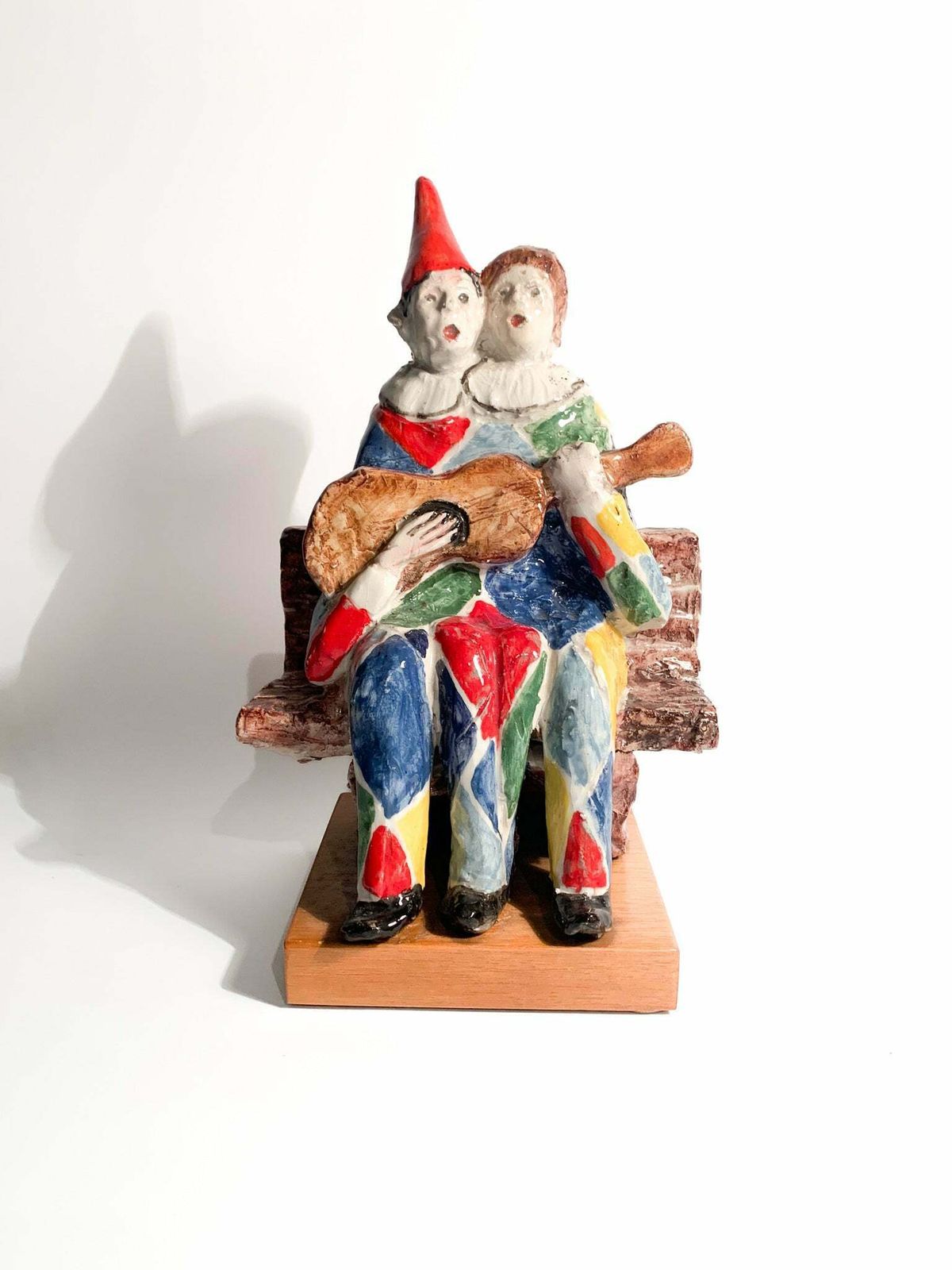 photo vinterior Ceramic Sculpture Of A Couple Of Musicians By Walter Pozzi, 1980s