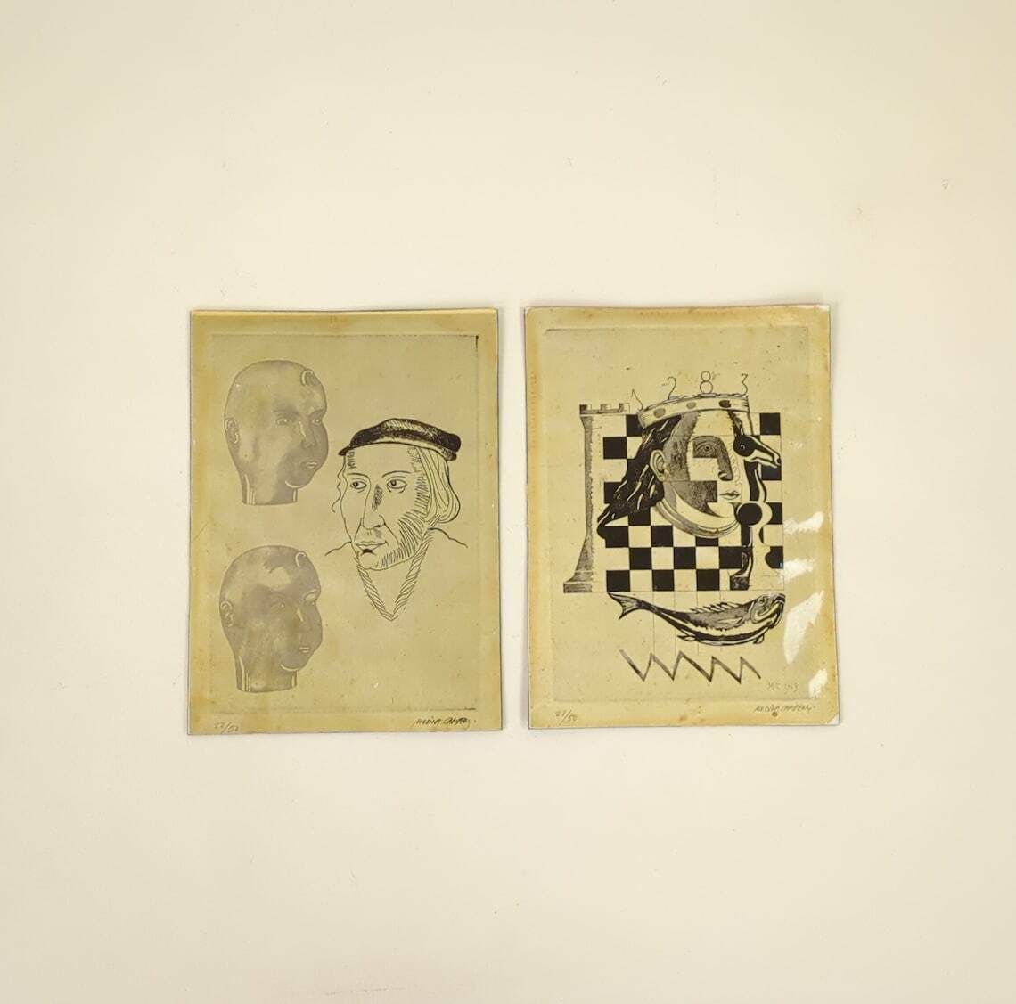 Nine Vintage Xavier Medina Campeny 1960s Art Prints On High Gloss Paper Zinc Plates, Vintage Catalan Xerox Art photo buy