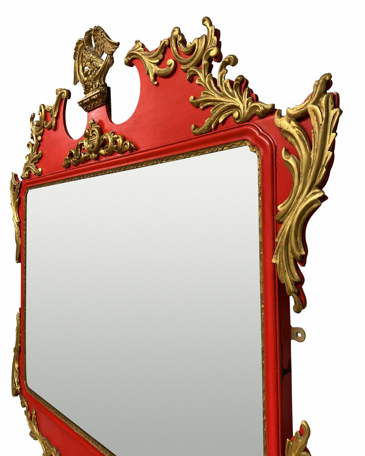 A George II Style Carved Scarlet & Giltwood Mirror photo 2183.0