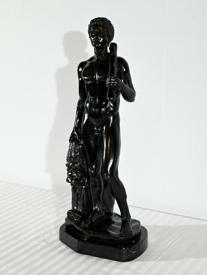 Bronze “Hercules And The Lion Of Nemea”, Signed Gregroi – 19th Century photo Art