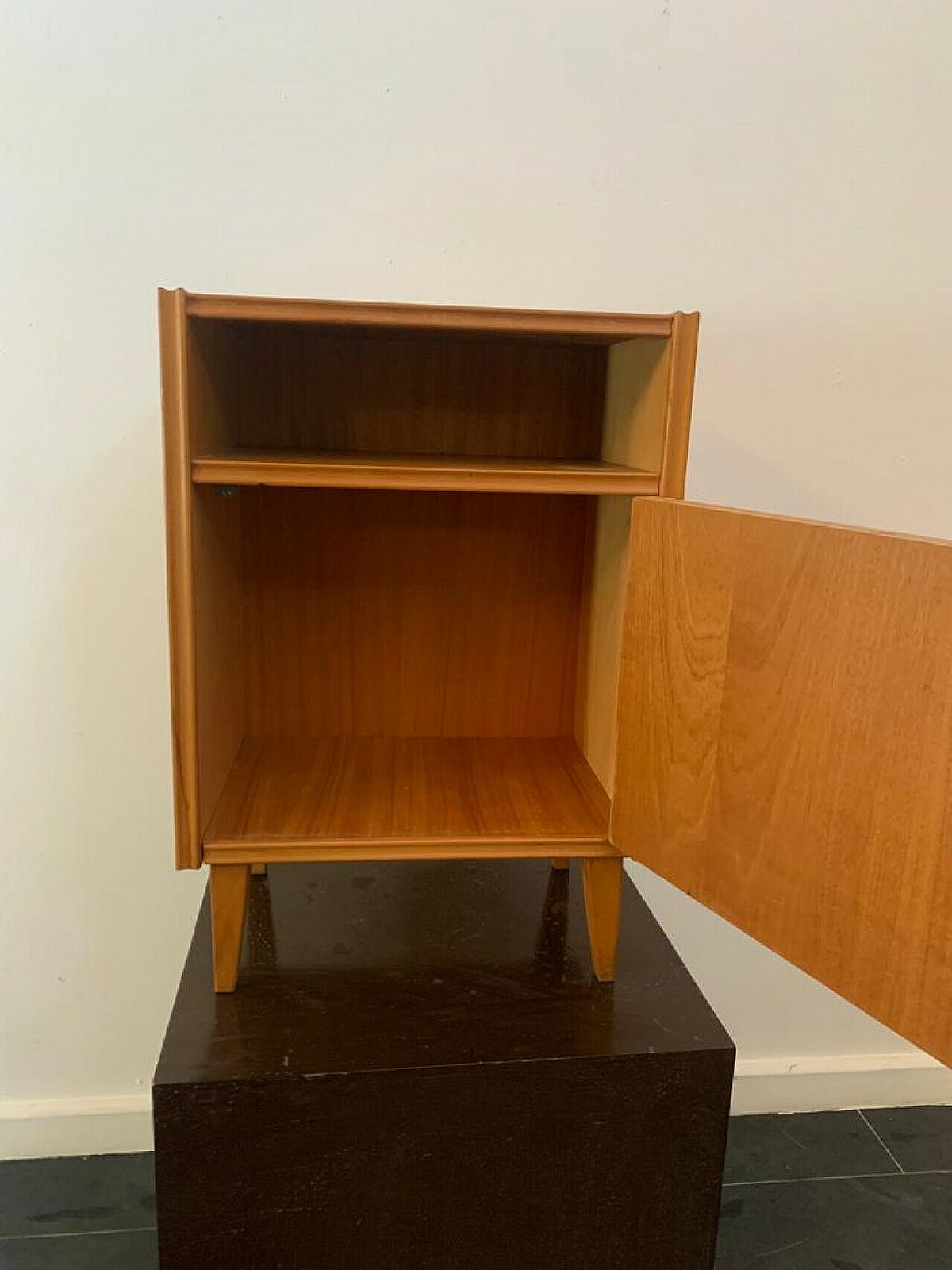 Ash Bedside Table With Pearl Grey Laminate Top, 1950s photo vintage