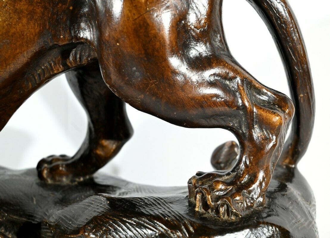 976.008064556 Patinated Terracotta Sculpture “Tiger On The Lookout”, Signed T.Cartier – Early 20th Century photo