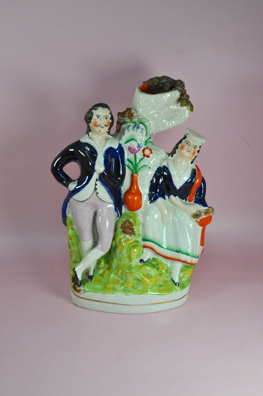 Staffordshire Figures Spill Vase, Antique Staffordshire photo furniture