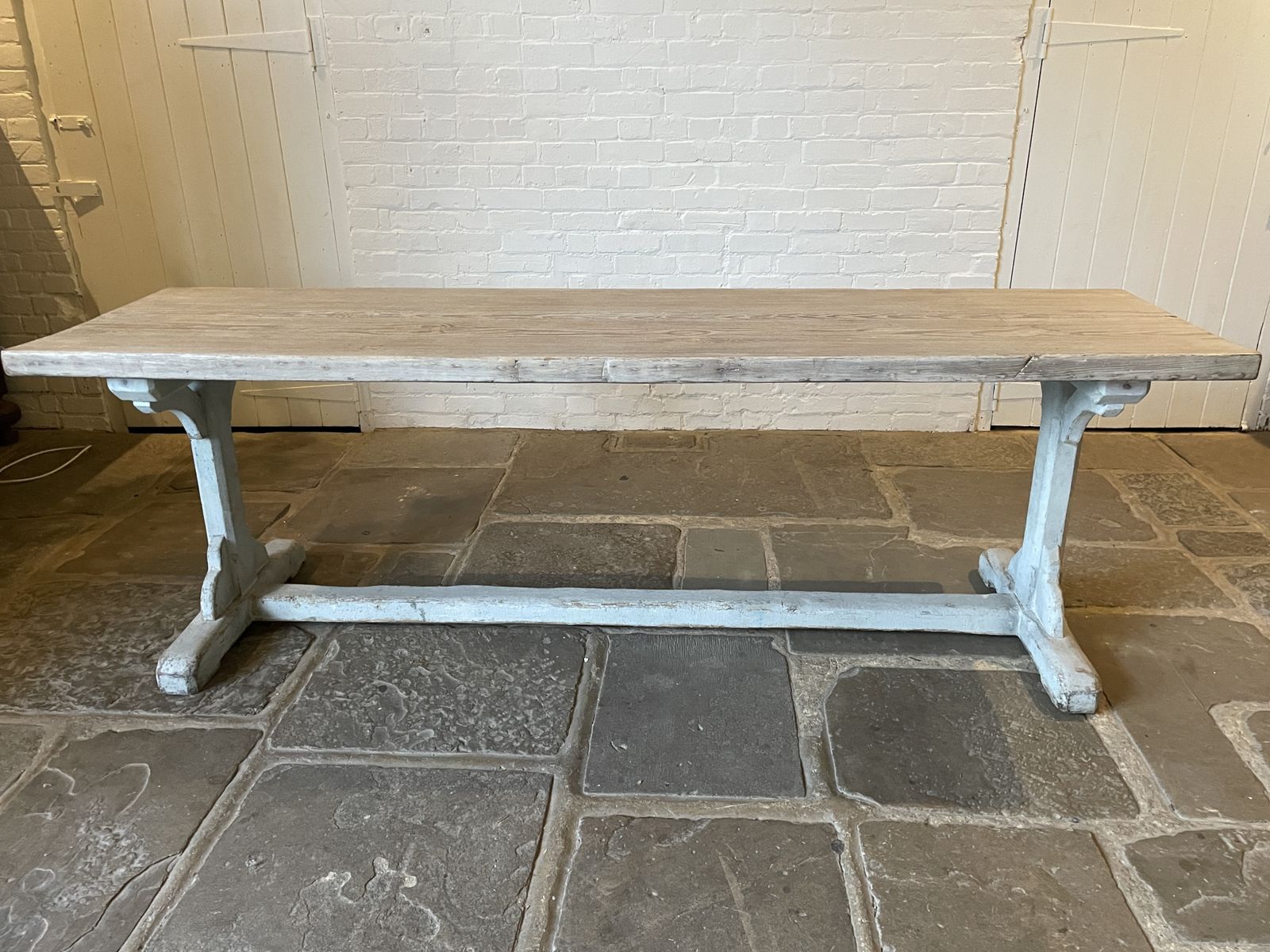 English Painted Trestle Table, 1800s photo vinterior