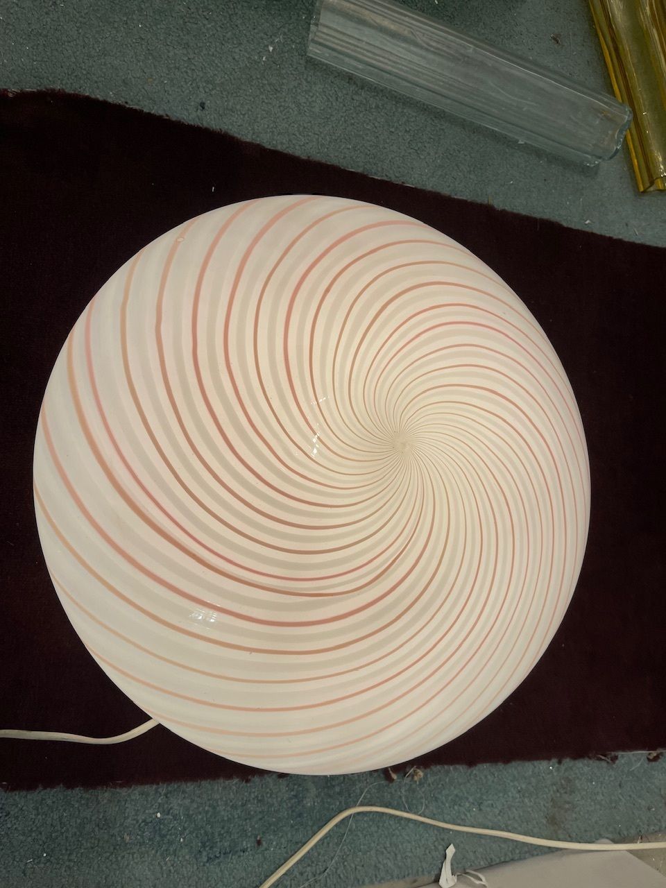 Pink Swirl Murano Glass Flushmount By Venini photo vintage