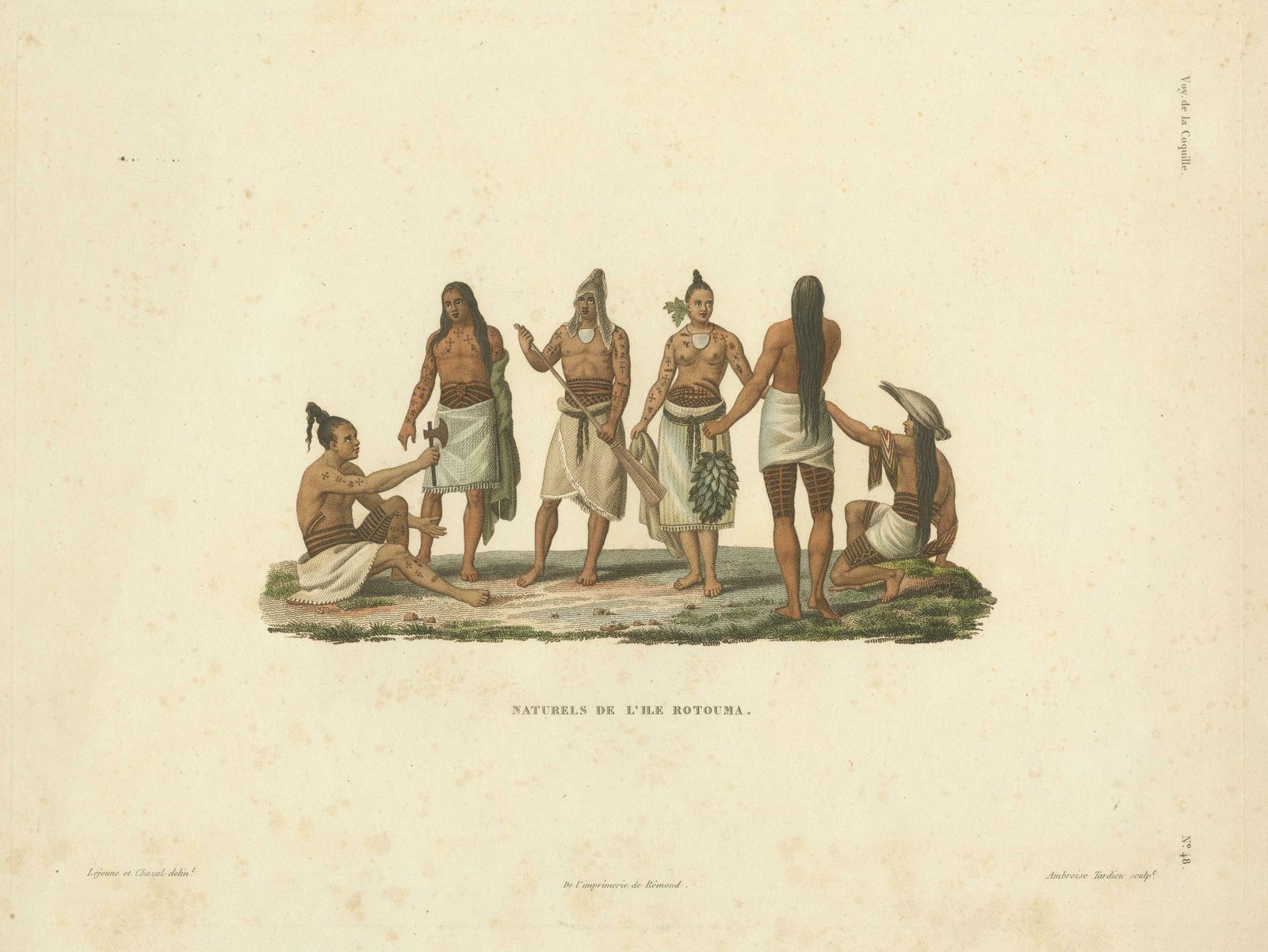 "Natives Of The Island Of Rotuma: Antique Ethnographic Print, Circa 1825 photo for sale